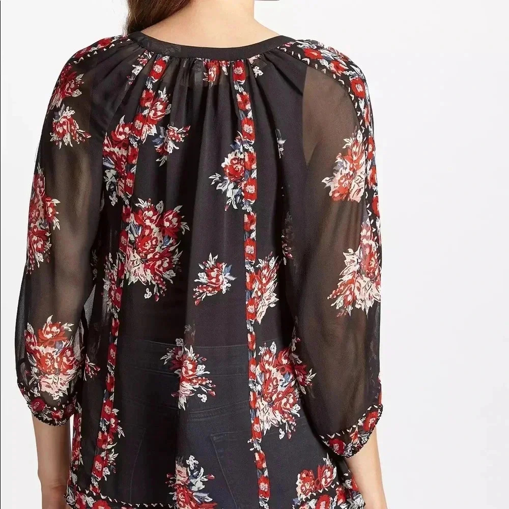 JOIE EUC Gloria F Floral Print Silk Blouse Top - Picture 2 of 10
